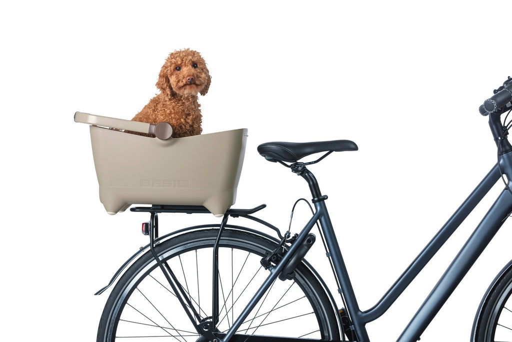 Basil Buddy Bicycle Pet Basket with MIK Mounting System Biscotti