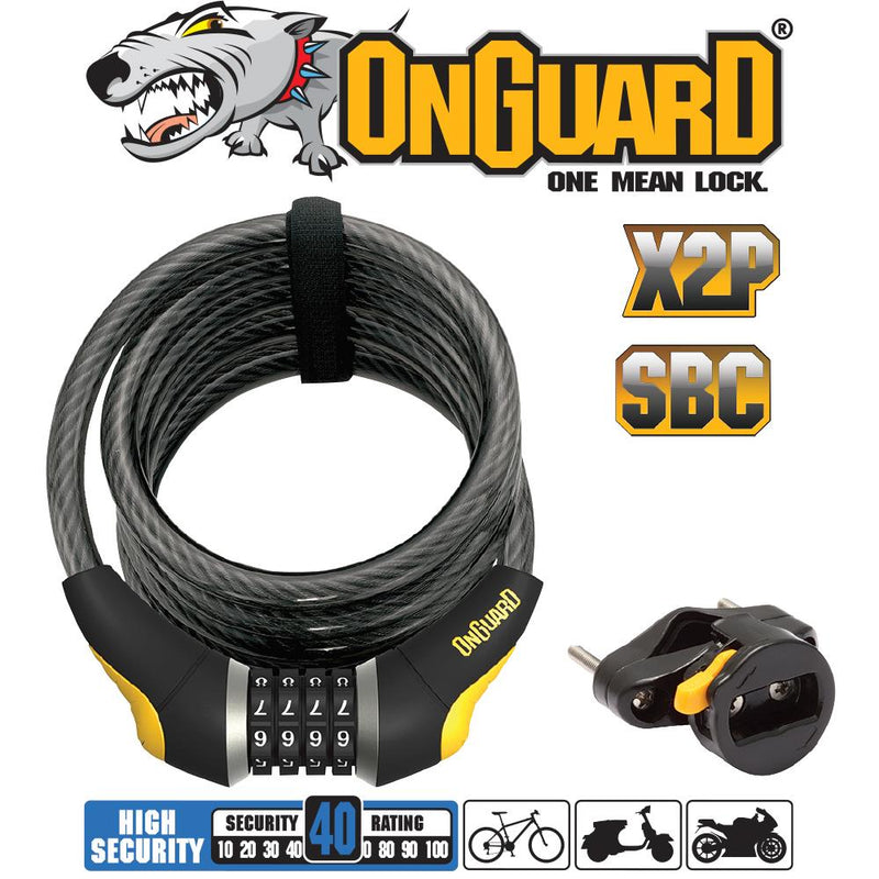 On Guard Doberman Cable Coil Combo Bicycle Lock  185cmx12mm 8031