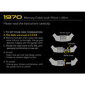 Ulac 1970 Memory Cable Combo Lock 60cm  Black