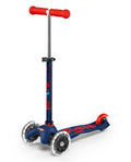 Micro Mini Deluxe LED 3 Wheel Scooter Navy Blue and Red