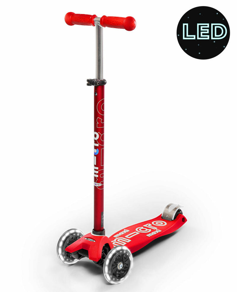 Micro Maxi Deluxe LED 3 Wheel Scooter Red
