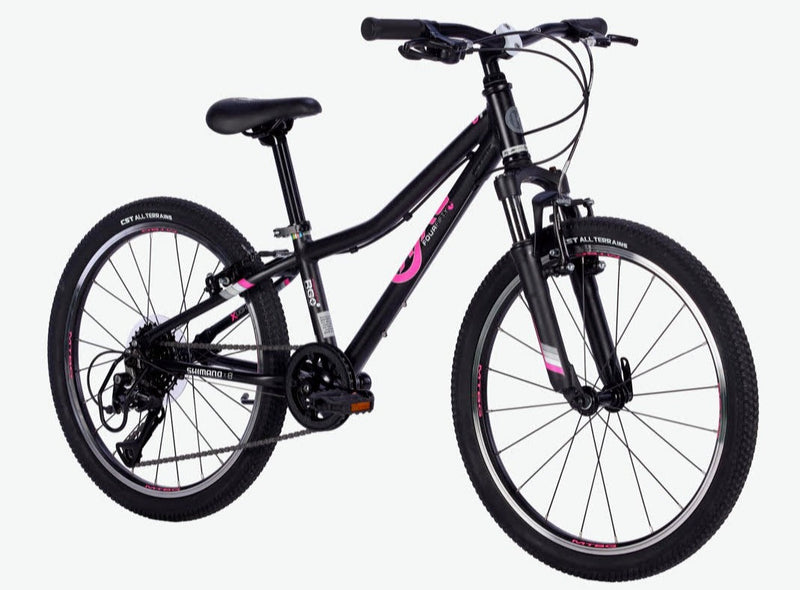 ByK E-450 x8 MTBG Kids Mountain Bike Girls Black with Front Suspension Neon Pink