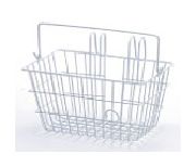 Basket Front Wire White with Handle, Hooks onto Handlebars 1158