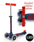 Micro Mini Deluxe LED 3 Wheel Scooter Navy Blue and Red