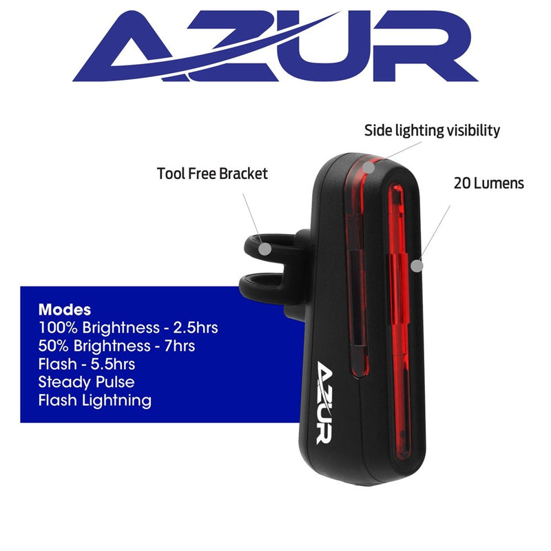 Azur Vampire 20 Lumens Tail Rear Light USB Rechargeable